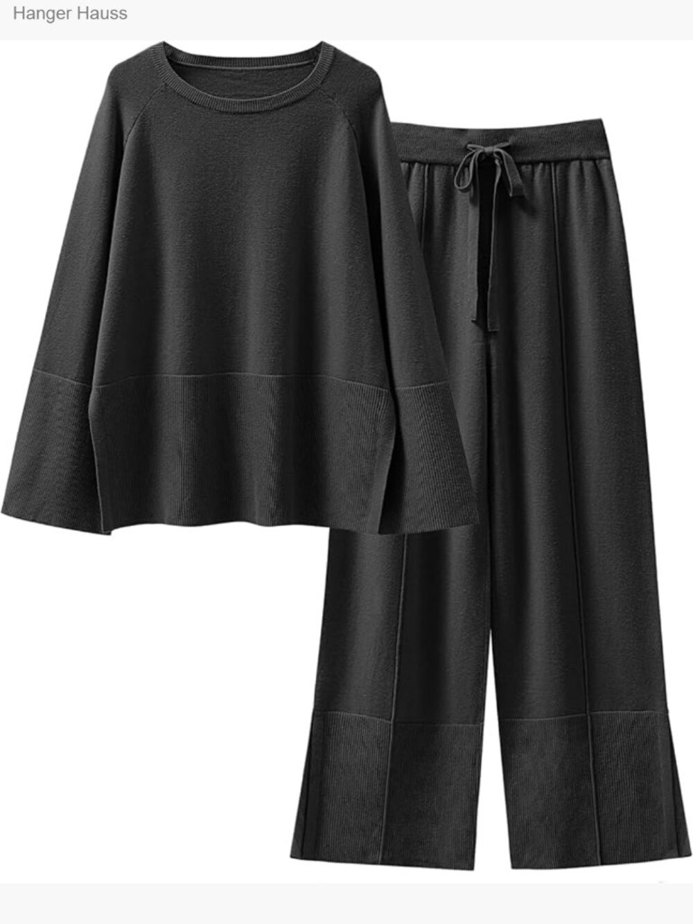 Oversized Knit Sweater Set Wide Leg Pant Cozy Lounge Pajamas 2 Piece